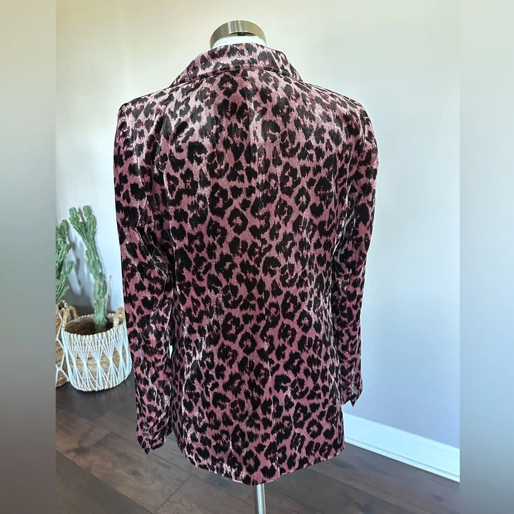 J. Crew Double Breasted Drapey Velvet Blazer Jacket Rose Leopard Print 12 - Picture 8 of 13